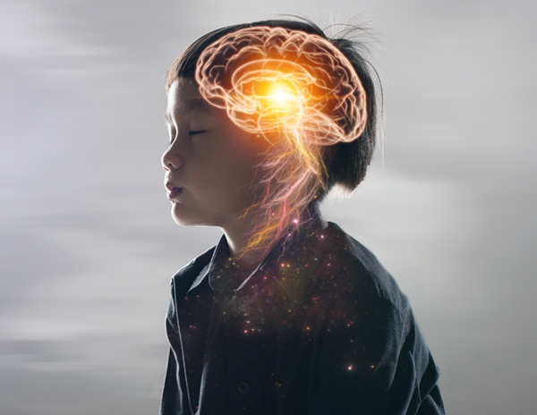 Illustration of a child's brain and nervous system
