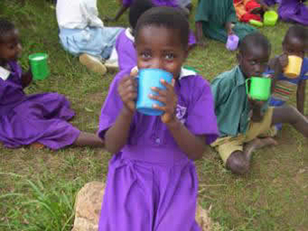 A student enjoying her morning porridge