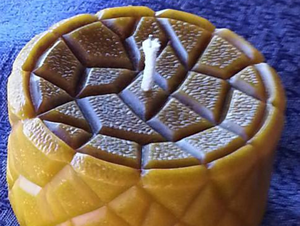 A beeswax candle
