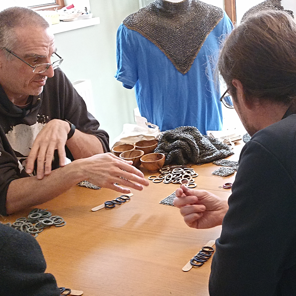 workshop at home looking at mail
